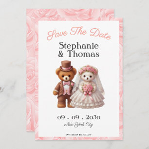 Schattigee romantische teddybeer bruidegom en brui save the date