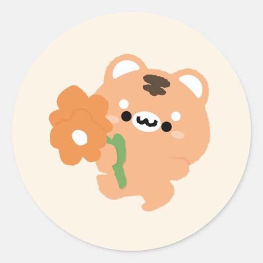 Schattigee romantische tijger ronde sticker (Voorkant)