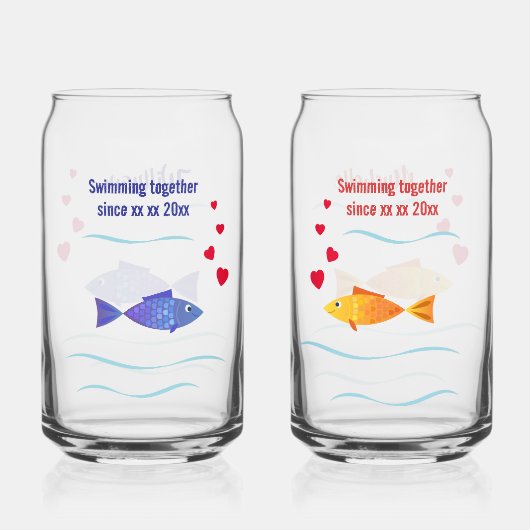 Schattigee Romantische Vis Aangepaste Namen en Dat Blikvorm Glas (Achterkant)