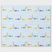 Schattigee romantische vis in de oceaan verliefd w cadeaupapier (Vlak)