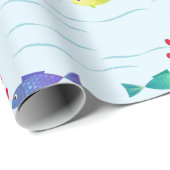 Schattigee romantische vis in de oceaan verliefd w cadeaupapier (Rol Hoek)