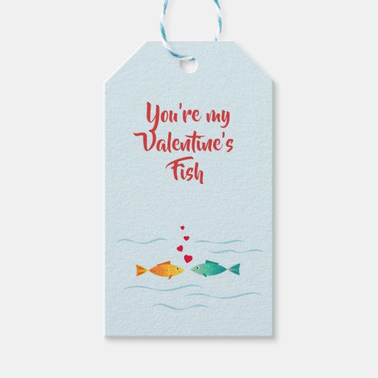 Schattigee romatnische vis Valentijnsdag Cadeaulabel (Voorkant)