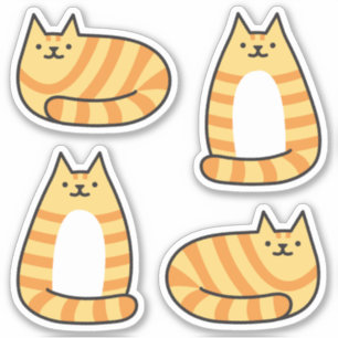 Schattigee Ronde Kawaii Stripey Sinaasappel Tabby  Sticker