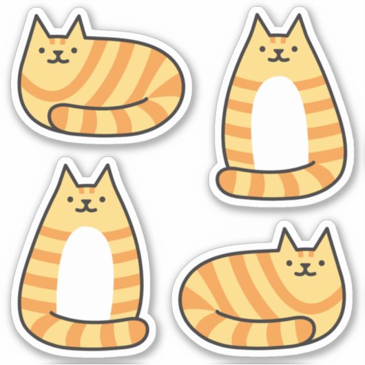 Schattigee Ronde Kawaii Stripey Sinaasappel Tabby  Sticker (Voorkant)