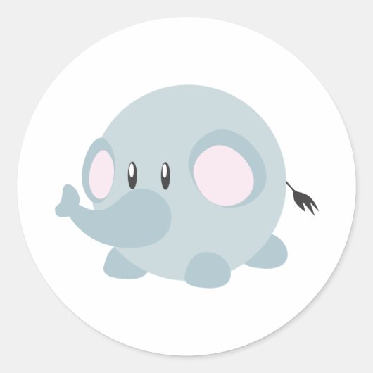 Schattigee ronde olifant ronde sticker (Voorkant)