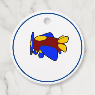 Schattigee Rood Geel Blauw Vliegtuig Cartoon voor Bedankjes Labels