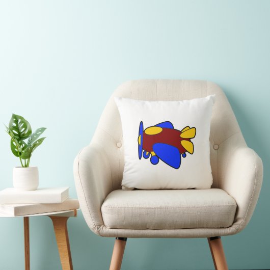 Schattigee Rood Geel Blauw Vliegtuig Cartoon voor Kussen (Stoel)