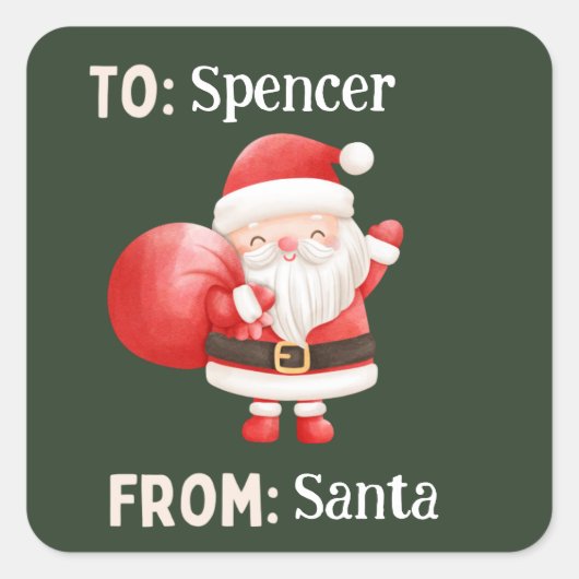 Schattigee rood groene kerst van Santa sticker (Voorkant)