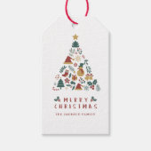 Schattigee rood/groene Waterverf kerstboom Cadeaulabel (Voorkant)