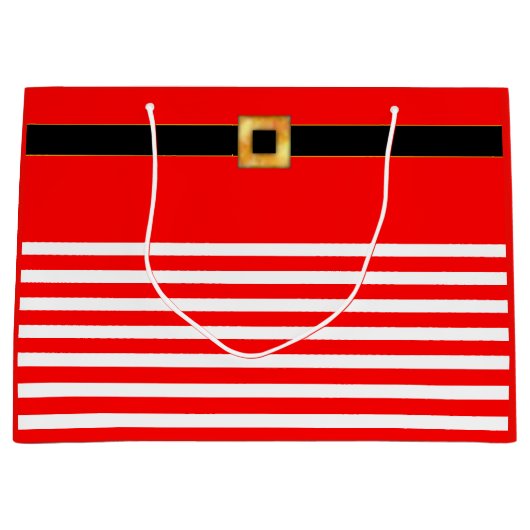 Schattigee rood & wit gestreepte geschenktas large cadeautasje (Voorkant)