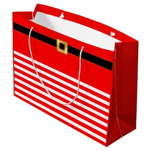 Schattigee rood & wit gestreepte geschenktas large cadeautasje (Achterkant Gekanteld)