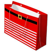 Schattigee rood & wit gestreepte geschenktas large cadeautasje (Voorkant Gekanteld)