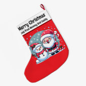 Schattigee rood-witte kerstman en sneeuwman grote kerstsok (Achterkant (Hangend))