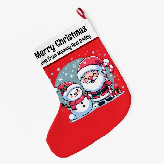 Schattigee rood-witte kerstman en sneeuwman grote kerstsok (Achterkant (Hangend))