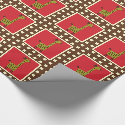 Schattigee roodbruine Giraffes Cadeaupapier (Hoek)