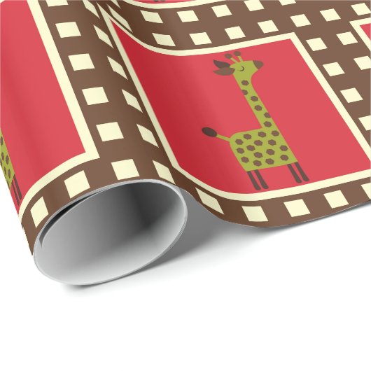 Schattigee roodbruine Giraffes Cadeaupapier (Rol Hoek)