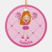Schattigee roodharige cheerleader roze aangepaste  keramisch ornament (Voorkant)