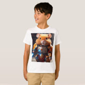 Schattigee roodharige hamster zwaardvechter in pan t-shirt (Voorkant volledig)