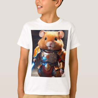 Schattigee roodharige hamster zwaardvechter in pan t-shirt