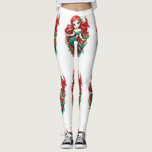 Schattigee roodharige tweestaart zeemeermin Thunde Leggings