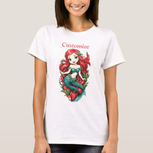 Schattigee roodharige tweestaart zeemeermin Thunde T-shirt
