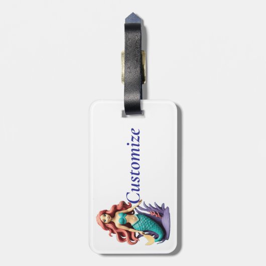 Schattigee roodharige zeemeermin Thunder_Cove Bagagelabel (Achterkant verticaal)