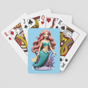 Schattigee roodharige zeemeermin Thunder_Cove Pokerkaarten