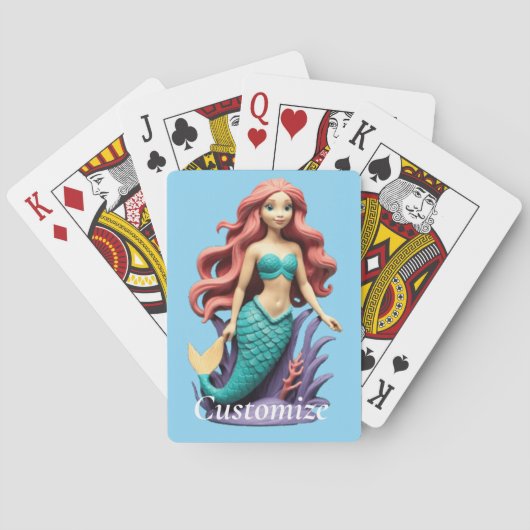 Schattigee roodharige zeemeermin Thunder_Cove Pokerkaarten (Achterkant)