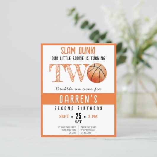 Schattigee Rookie Basketbal Budget 2e Verjaardag U (Staand voorkant)