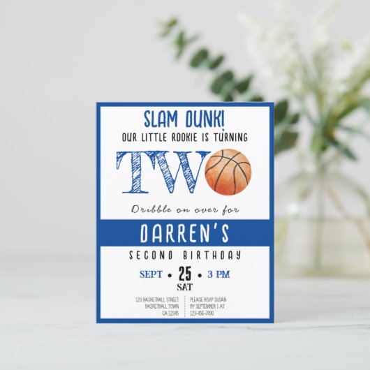 Schattigee Rookie Basketbal Budget Boy 2e verjaard (Staand voorkant)