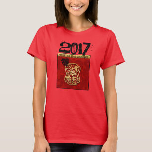 Schattigee Rooster Chinees Nieuwjaar Verjaardag WT T-shirt
