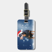 Schattigee Rottweiler Dog Christmas Santa Hat Snee Bagagelabel (Voorkant verticaal)