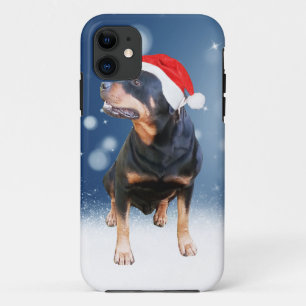 Schattigee Rottweiler Dog Christmas Santa Hat Snee iPhone 11 Hoesje