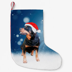 Schattigee Rottweiler Dog Christmas Santa Hat Snee Kleine Kerstsok