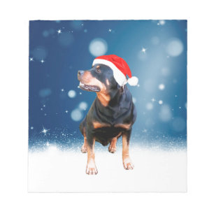 Schattigee Rottweiler Dog Christmas Santa Hat Snee Notitieblok