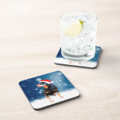 Schattigee Rottweiler Dog Christmas Santa Hat Snee Onderzetter (Rechterzijde)