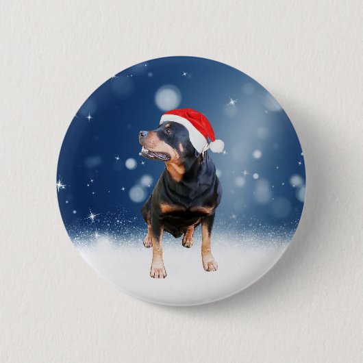 Schattigee Rottweiler Dog Christmas Santa Hat Snee Ronde Button 5,7 Cm (Voorkant)