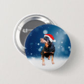 Schattigee Rottweiler Dog Christmas Santa Hat Snee Ronde Button 5,7 Cm (Voorkant /achterkant)