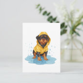 Schattigee Rottweiler Dog Dragen Regenjas Briefkaart (Staand voorkant)
