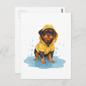 Schattigee Rottweiler Dog Dragen Regenjas Briefkaart (Voorkant / Achterkant)