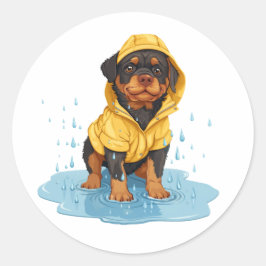 Schattigee Rottweiler Dog Dragen Regenjas Ronde Sticker