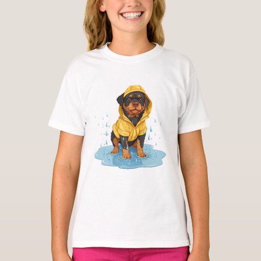 Schattigee Rottweiler Dog Dragen Regenjas T-shirt (Voorkant)