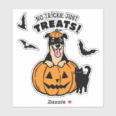 Schattigee Rottweiler Dog Halloween met Black Cat Sticker (Vel)