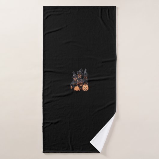 Schattigee Rottweiler Dogs Happy Halloween Pumpkin Badhanddoek (Badhanddoek)