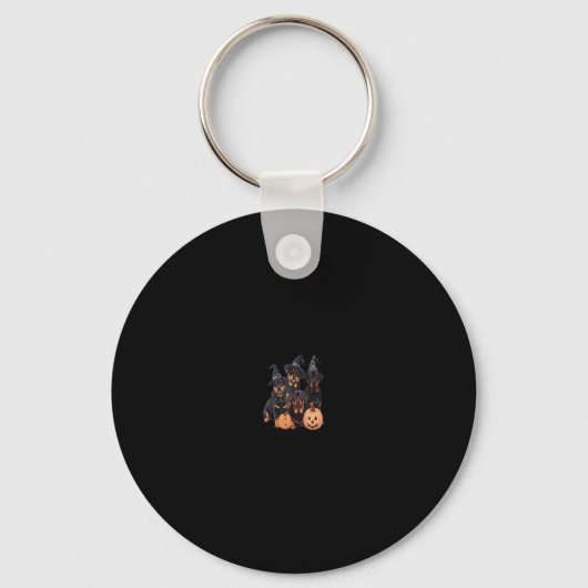 Schattigee Rottweiler Dogs Happy Halloween Pumpkin Sleutelhanger (Voorkant)