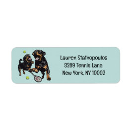 Schattigee Rottweiler Dogs Spelen Tennis Etiket