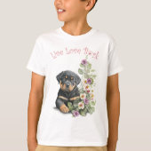 Schattigee Rottweiler Hondenbloem T-shirt (Voorkant)