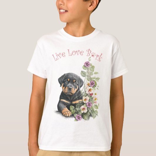 Schattigee Rottweiler Hondenbloem T-shirt (Voorkant)