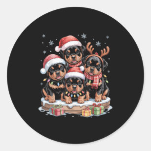 Schattigee Rottweiler Kerst Puppies Hondenliefhebb Ronde Sticker