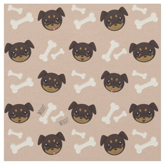 Schattigee Rottweiler Puppy & Botten Pattern Stof (Close Up)